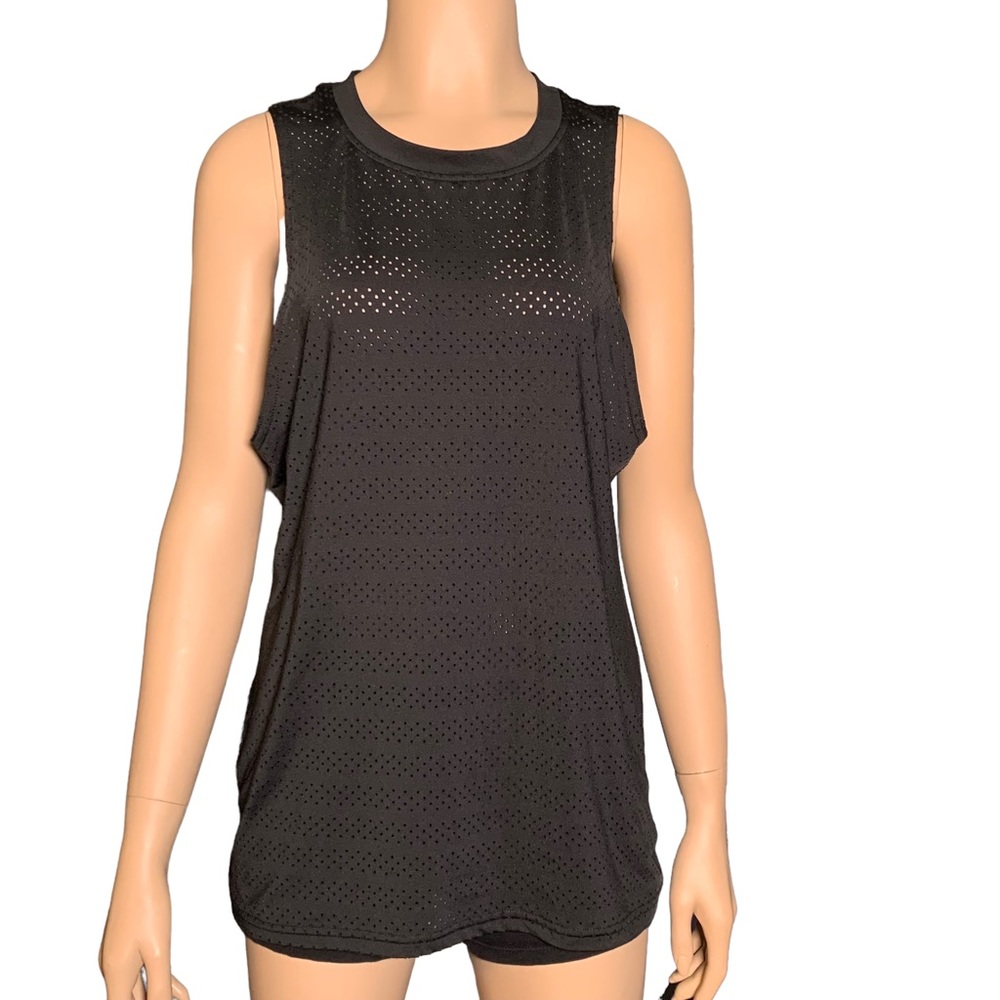 Zyia Womens Active Mesh Perforated Chill Tank Size Medium Black